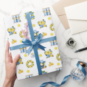 Mittelmeer Sommerlemon Muster Geschenkpapier