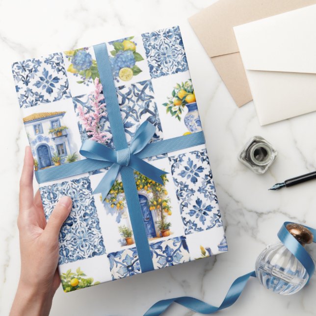 Mittelmeer Sommerlemon Muster Geschenkpapier (Schenken)