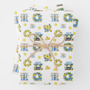 Mittelmeer Sommerlemon Muster Geschenkpapier Set