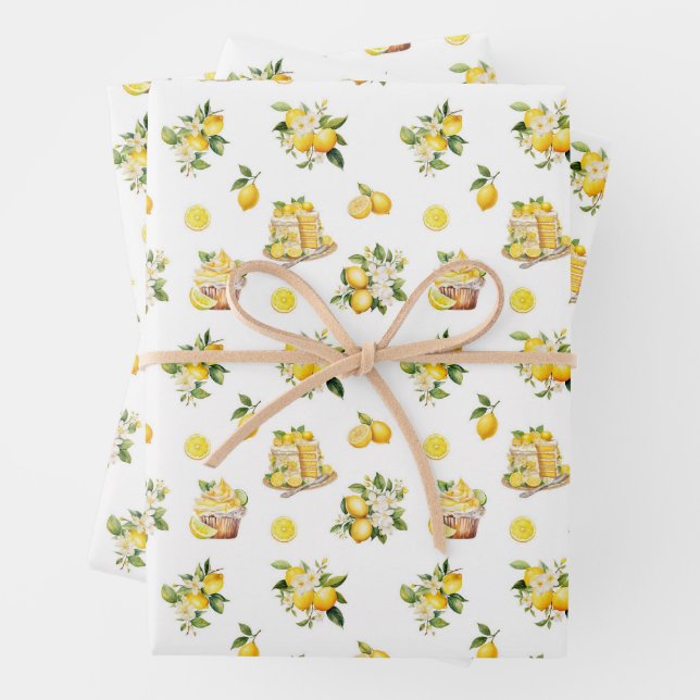 Mittelmeer Sommerlemon Muster Geschenkpapier Set (Beispiel)