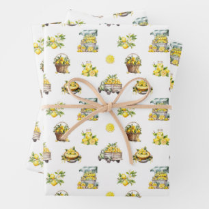 Mittelmeer Sommerlemon Muster Geschenkpapier Set