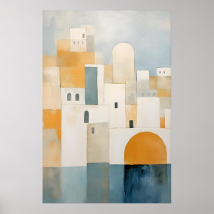Mittelmeer-Stadtlandschaft-Kunstprint Abstrakte Kü Poster