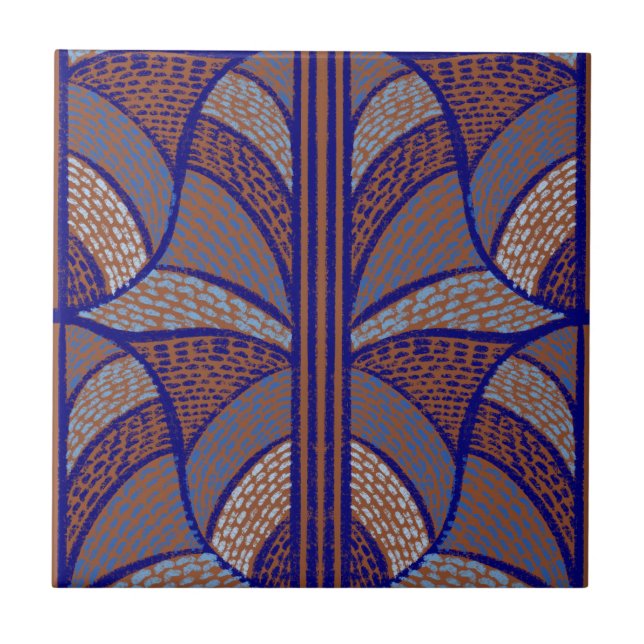 Mittelmeer Terracotta & Blue Mosaik Muster Fliese (Vorderseite)