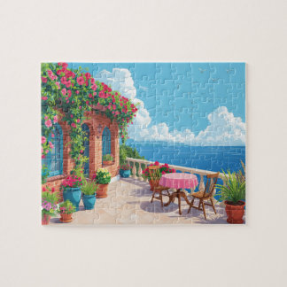 Mittelmeer-Terrasse Ozeanblick Küstenkunst Puzzle