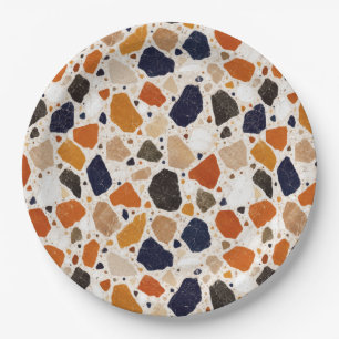Mittelmeer-Terrazzo-Abstraktes Design Pappteller