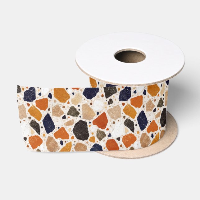 Mittelmeer-Terrazzo-Abstraktes Design Satinband (Spule)