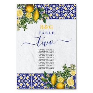 Mittelmeer Tiles Lemon Hochzeitreise Tischnummer
