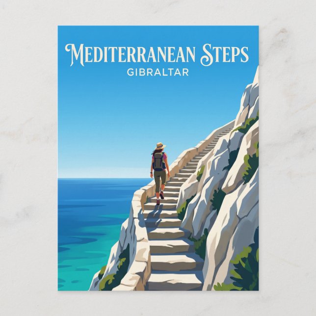 Mittelmeer-Treppe, Oberer Felsen, Gibraltar Postkarte (Vorderseite)