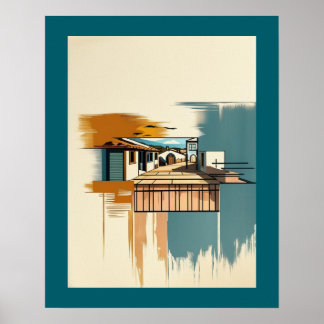 Mittelmeer-Villa Vintage Poster