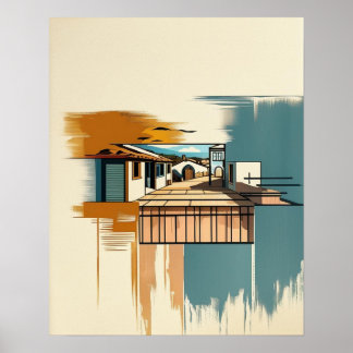 Mittelmeer-Villa Vintage Poster