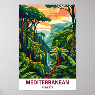 Mittelmeer-Wald-Illustration Reise Poster