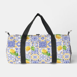 Mittelmeer-Wasserfarben-Fliesen-Limonen-Muster Duffle Bag