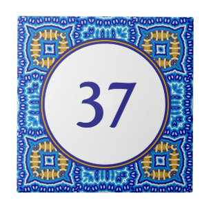Mittelmeer-Weiß-Blau-Hausnummernschild Fliese