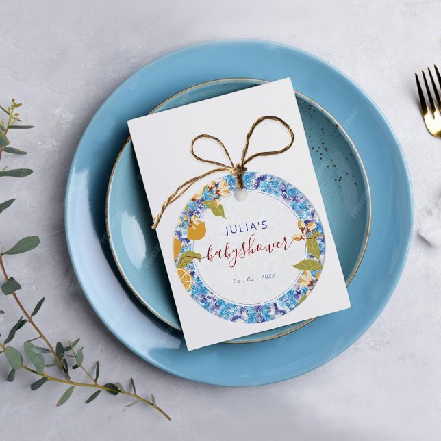 Mittelmeer-Zitrone Amalfi-Küste Baby Shower Geschenkanhänger (Von Creator hochgeladen)