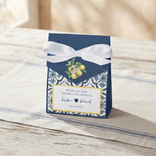 Mittelmeer-Zitronen-Blau-Fliesen-Hochzeitsgeschenk Geschenkschachtel