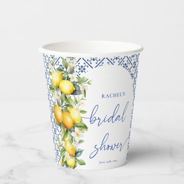 Mittelmeer-Zitronen-Brautparty Pappbecher (Vorderseite)