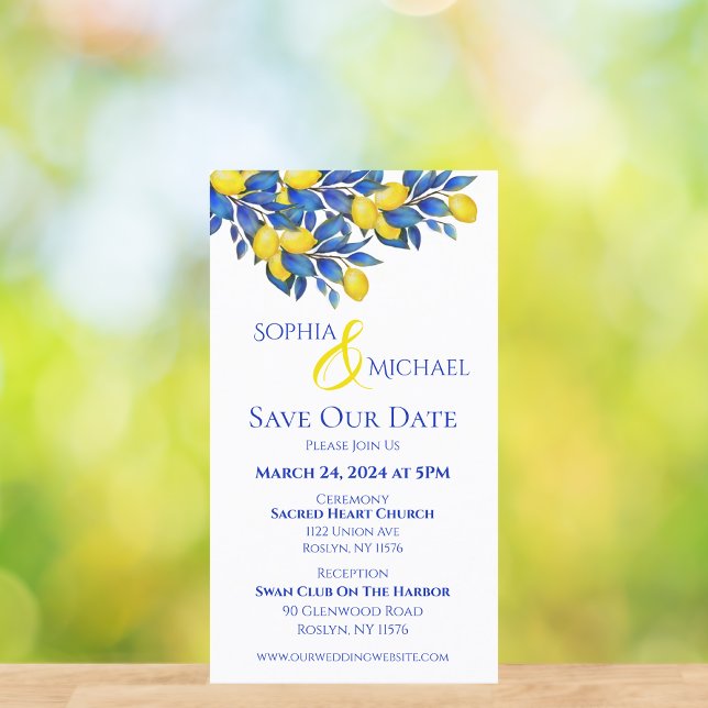 Mittelmeer- Zitronen- Hochzeiten Save the Date- Visitenkarte (Mediterranean-Lemons-Save the Date)