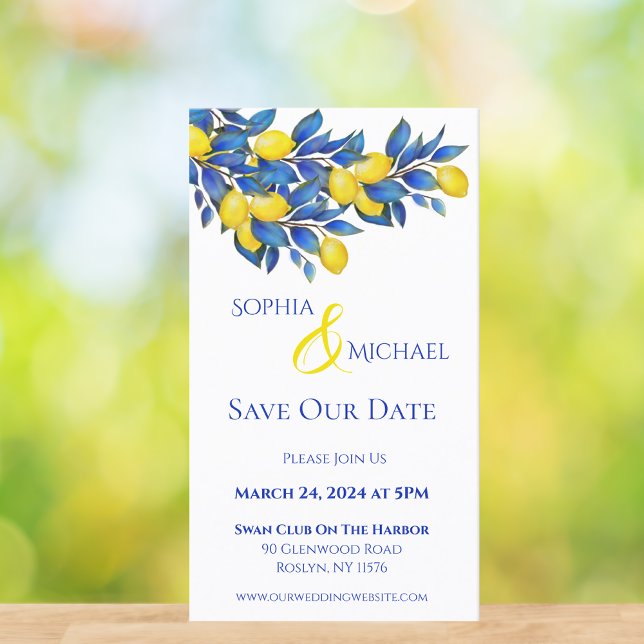 Mittelmeer- Zitronen- Hochzeiten Save the Date- Visitenkarte (Mediterranean-Lemons-Save the Date)