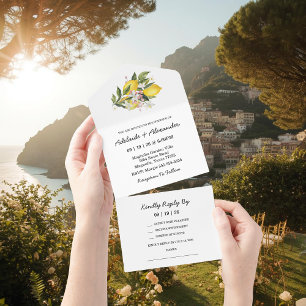 Mittelmeer-Zitronen-Hochzeitskollektion All In One Einladung