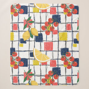 Mittelmeer-Zitronen- und Tomaten-Karo Sherpadecke