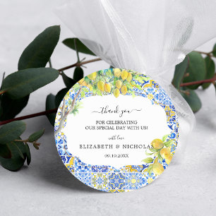Mittelmeer-Zitronenfliesen   Hochzeitsgunst Runder Aufkleber