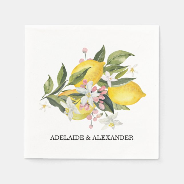 Mittelmeer Zitronenfrüchte-Hochzeit Serviette (Vorderseite)