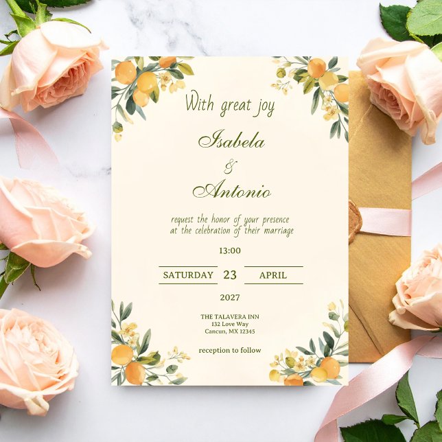 Mittelmeer-Zitrus-Botanische Hochzeit Einladung (Von Creator hochgeladen)