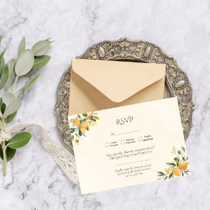 Mittelmeer-Zitrus Elegante Botanische Hochzeit RSVP Karte