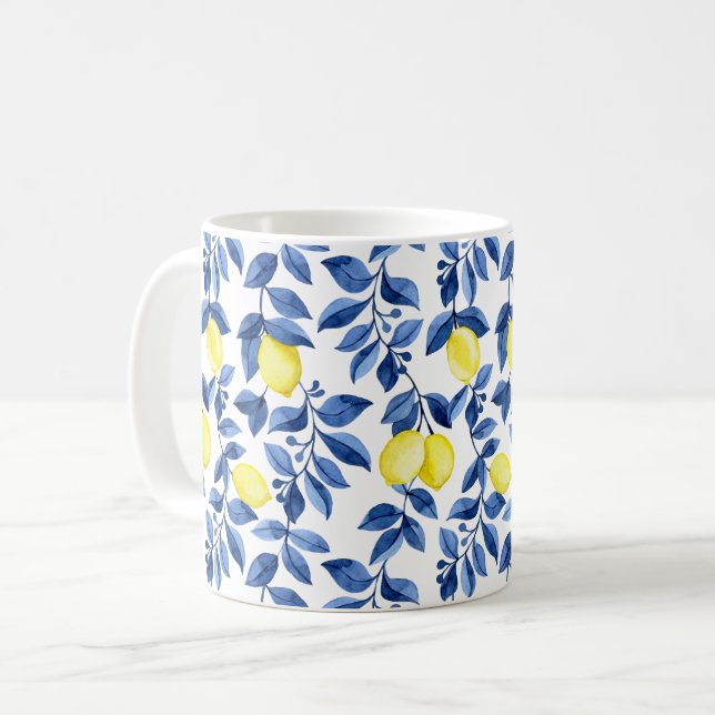 Mittelmeer-Zitrus-Lemonen-Muster Kaffeetasse (Vorderseite Links)