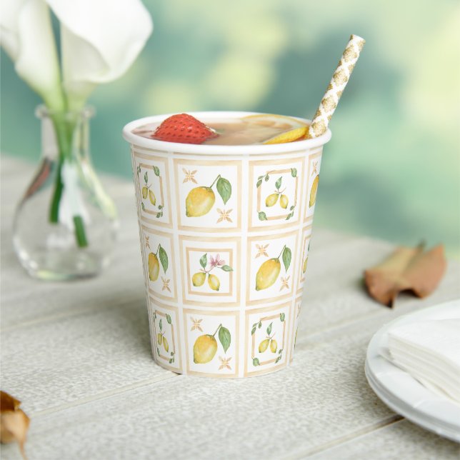 Mittelmeer-Zitrus-Lemonen-Muster Pappbecher (In Situ)