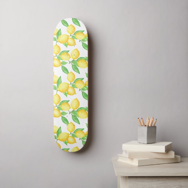 Mittelmeer-Zitrus-Lemonen-Muster Skateboard (Wandkunst)