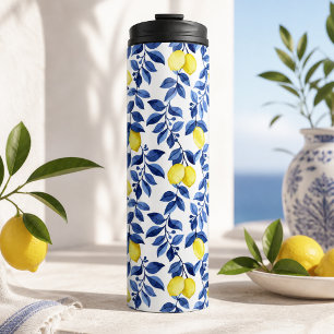 Mittelmeer-Zitrus-Lemonen-Muster Thermosbecher