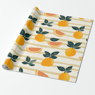 Mittelmeer-Zitrusfrüchte- und rosa Grapefruit-Stre Geschenkpapier