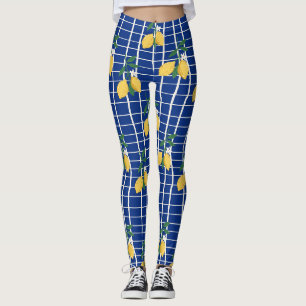 Mittelmeer-Zweigmuster mit Zitrone Leggings