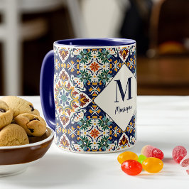Mittelmeerazulejo Türkisches Fliesen Monogramm Tasse