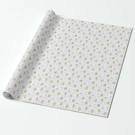 Mittelmeerblaue Fliese Gelbe Zitrone Küste Geschenkpapier
