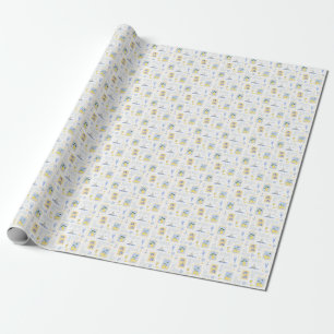 Mittelmeerblaue Fliese Gelbe Zitrone Küste Geschenkpapier