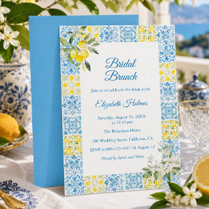 Mittelmeerblaue Fliesen-Limonen-Hochzeitsbrunch-Ei Einladung