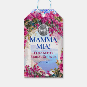 Mittelmeerblaue Fliesen rosa Blumen Disco-Kugel Geschenkanhänger