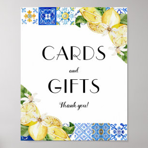 Mittelmeerblaue Fliesenlemone Karte und Geschenk S Poster
