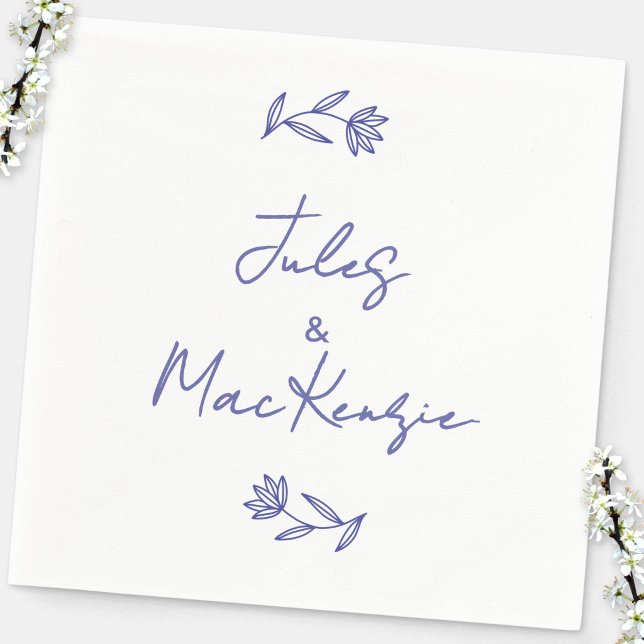 Mittelmeerblaue Wildblumenhochzeit Serviette (Mediterranean blue and white wildflower wedding couple napkins)