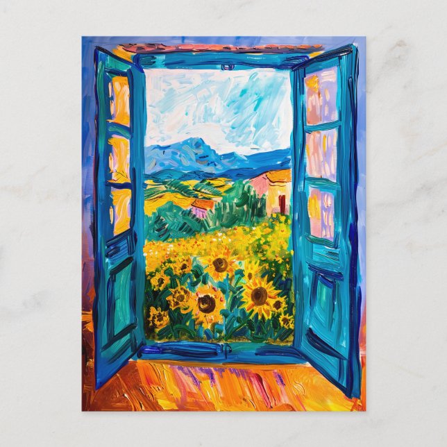 Mittelmeerblick mit Bougainvillea Postkarte (Vorderseite)