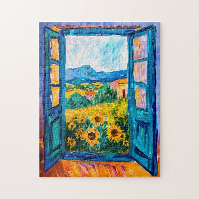Mittelmeerblick mit Bougainvillea Puzzle (Vertikal)