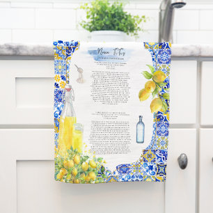 Mittelmeerfliese   Wasserfarbe Limoncello Rezept Geschirrtuch