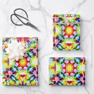 Mittelmeerfliesen, Alkohol-Tinte-Fliesen, Majolika Geschenkpapier Set