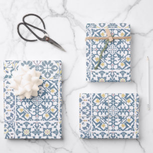 Mittelmeerfliesen, marokkanische, Majolika, Azulej Geschenkpapier Set