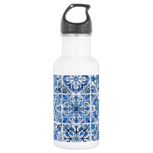 Mittelmeerfliesen, Portugiesisch, Azulejo, Majolik Edelstahlflasche