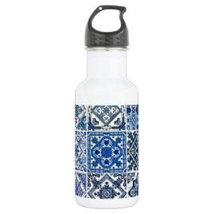 Mittelmeerfliesen, Portugiesisch, Azulejo, Majolik Edelstahlflasche
