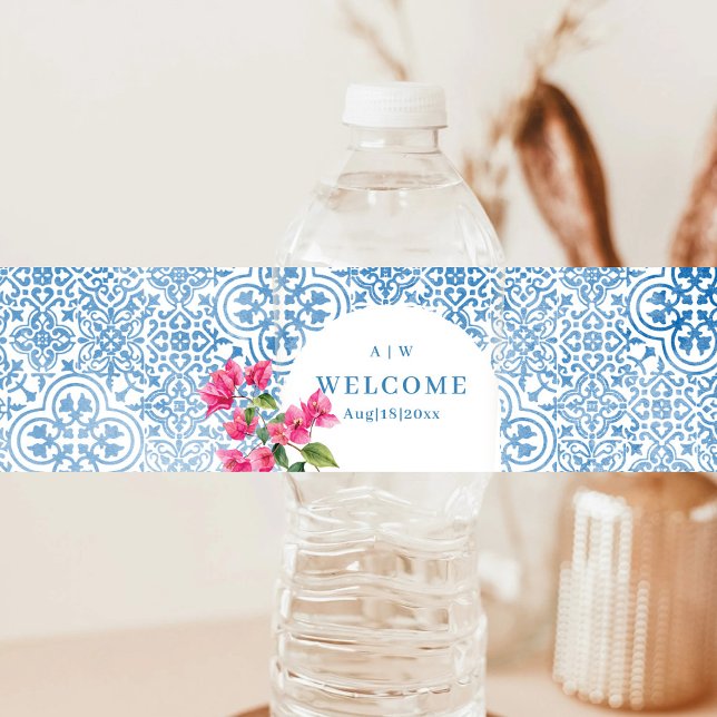 Mittelmeerkachelmuster Wasserflaschenetikett (Von Creator hochgeladen)