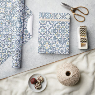Mittelmeerkacheln, marokkanisch, Majolika, Azulejo Geschenkpapier
